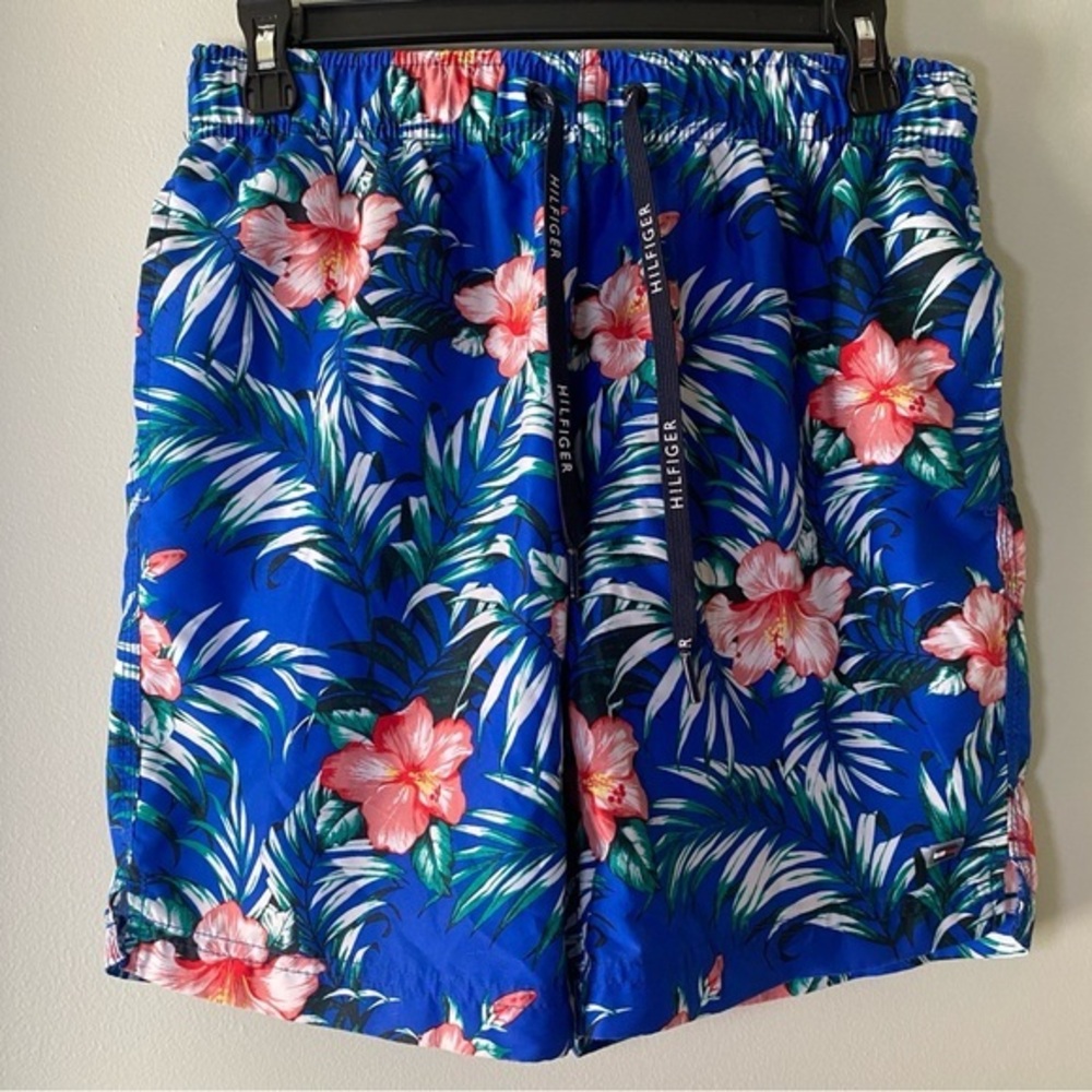 Tommy Hilfiger Men Small Floral Lined Draw String Swim Beach Shorts‎ Hawaiian
